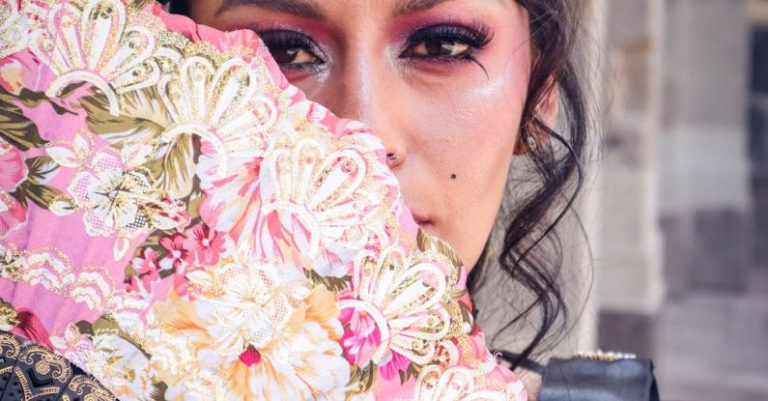 Makeup Look - Elegant Woman Holding a Hand Fan